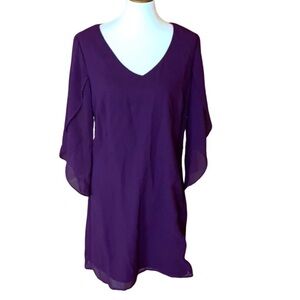 Luxology dark purple chiffon shift dress Size Medium